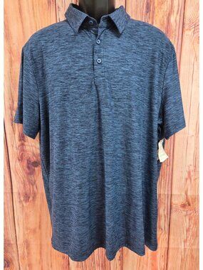 FLX Mens Luxury Soft Polo Shirt XL Blue Moisture-Wicking NWT